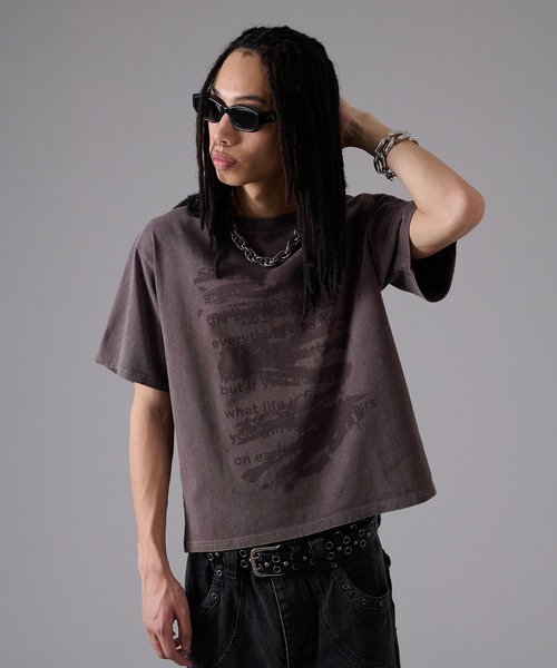 ANDER HUNK(アンダーハンク)の「Word Destroy Gpaphic T-shirt / ワードデストロイグラフィックTシャツ(Tシャツ/カットソー・メンズ・ブラウン/グレー/ブラック・MEDIUM/LARGE)」の5枚目の写真