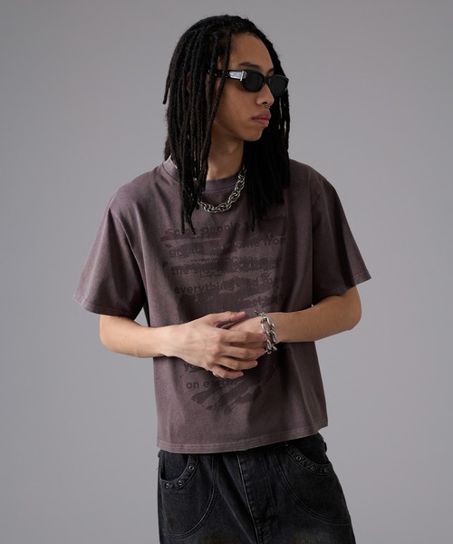 ANDER HUNK(アンダーハンク)の「Word Destroy Gpaphic T-shirt / ワードデストロイグラフィックTシャツ(Tシャツ/カットソー・メンズ・ブラウン/グレー/ブラック・MEDIUM/LARGE)」の6枚目の写真