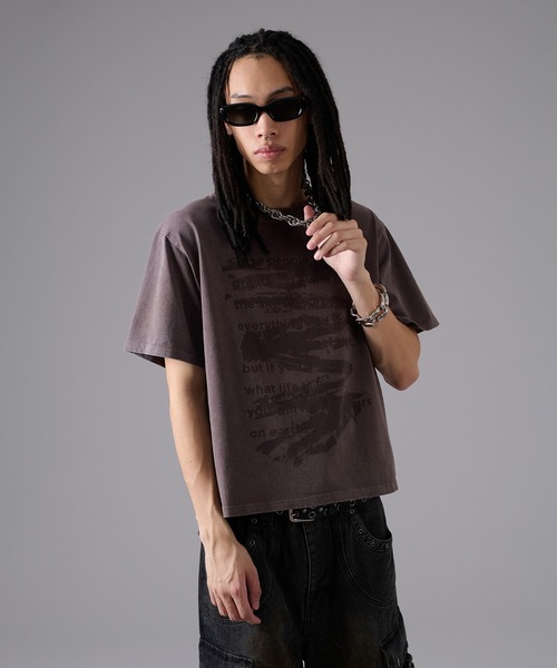 ANDER HUNK(アンダーハンク)の「Word Destroy Gpaphic T-shirt / ワードデストロイグラフィックTシャツ(Tシャツ/カットソー・メンズ・ブラウン/グレー/ブラック・MEDIUM/LARGE)」の7枚目の写真