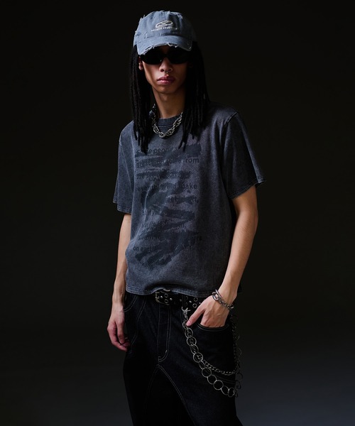 ANDER HUNK(アンダーハンク)の「Word Destroy Gpaphic T-shirt / ワードデストロイグラフィックTシャツ(Tシャツ/カットソー・メンズ・ブラウン/グレー/ブラック・MEDIUM/LARGE)」の13枚目の写真