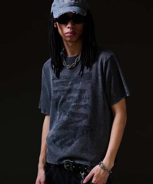 ANDER HUNK(アンダーハンク)の「Word Destroy Gpaphic T-shirt / ワードデストロイグラフィックTシャツ(Tシャツ/カットソー・メンズ・ブラウン/グレー/ブラック・MEDIUM/LARGE)」の14枚目の写真