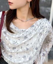 【mily bilet】甘さと上品さを叶える。着回し抜群な花柄レースフラワープリントドレープカットソー(長袖)