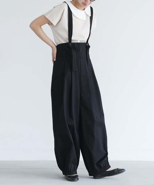 NUETAG (ノイターグ) リネンカシュクールサロペット ブラック NUETAG