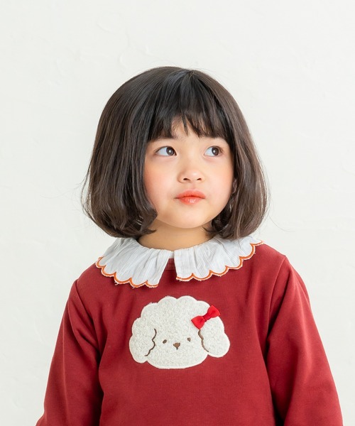 la poche biscuit(ラポシェビスキュイ)の「ハートボタンブラウス(シャツ/ブラウス・キッズ・アイボリー/ブラック×ホワイト・130/90/80/120/100/110/140)」の4枚目の写真