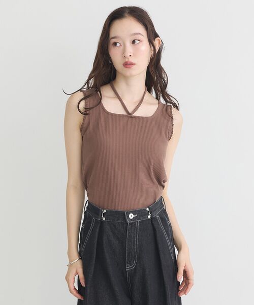 earth music&ecology（アースミュージックアンドエコロジー）の「マルチwayネックホルターレースタンク（タンクトップ・レディース・ブラウン/オフホワイト/ブラック・S/M）」の22枚目の写真