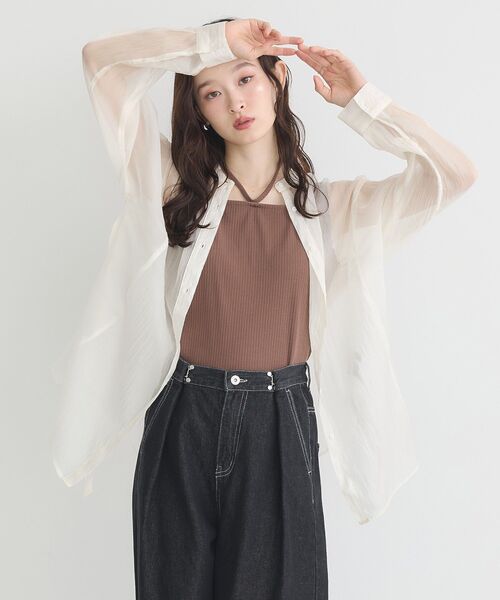 earth music&ecology（アースミュージックアンドエコロジー）の「マルチwayネックホルターレースタンク（タンクトップ・レディース・ブラウン/オフホワイト/ブラック・S/M）」の20枚目の写真