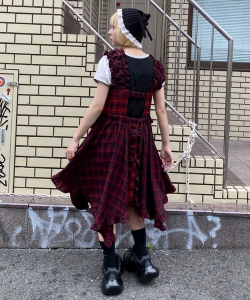 Candy Stripper（キャンディストリッパー）の「FRILL CHECK MINI ワンピース（ワンピース・レディース・ブラック/レッド・FREE）」の12枚目の写真