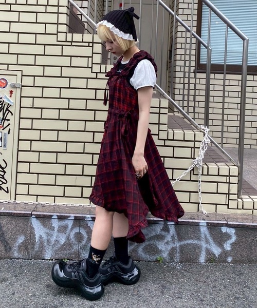 Candy Stripper（キャンディストリッパー）の「FRILL CHECK MINI ワンピース（ワンピース・レディース・ブラック/レッド・FREE）」の11枚目の写真