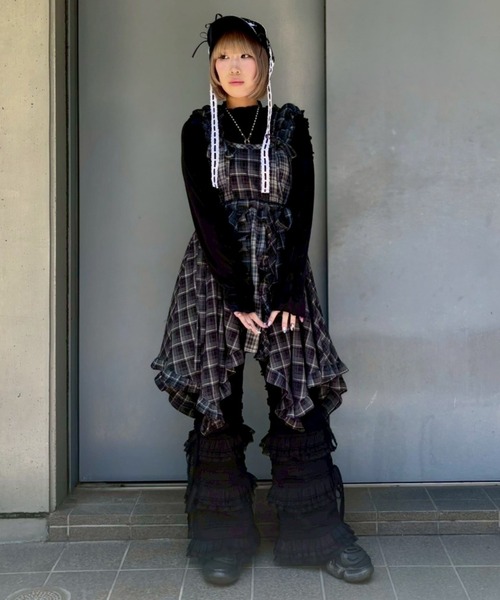 Candy Stripper（キャンディストリッパー）の「FRILL CHECK MINI ワンピース（ワンピース・レディース・ブラック/レッド・FREE）」の15枚目の写真