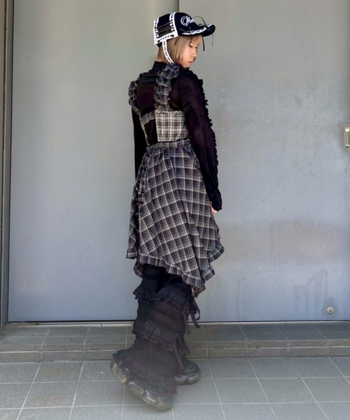 Candy Stripper（キャンディストリッパー）の「FRILL CHECK MINI ワンピース（ワンピース・レディース・ブラック/レッド・FREE）」の19枚目の写真