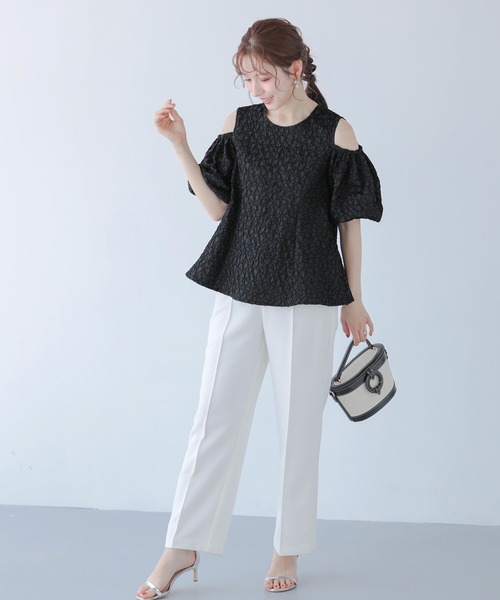 Fit more(フィットモア)の「ハートジャガードオフショルダーブラウス(シャツ/ブラウス・レディース・クリーム/ピンク/ブラック・FREE)」の8枚目の写真