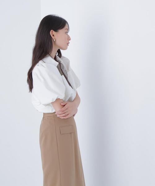 NATURAL BEAUTY BASIC(ナチュラルビューティーベーシック)の「◇スカーフ付バルーンスリーブシャツ(シャツ/ブラウス・レディース・オフホワイト/ワイン/ネイビー・FREE)」の6枚目の写真