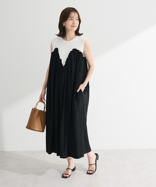 Sugar spoon（シュガースプーン）の「・SUGAR SPOON ギャザーノースリーブワンピ（ワンピース・レディース・カーキ/チャコールグレー/オフホワイト・FREE）」の2枚目の写真