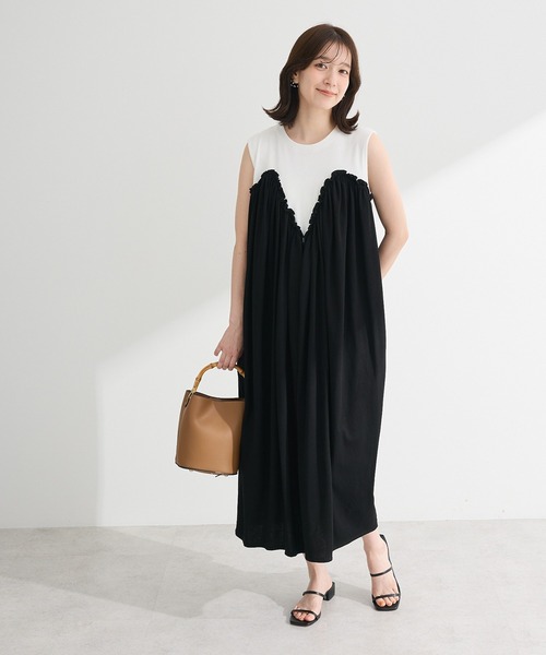 Sugar spoon（シュガースプーン）の「・SUGAR SPOON ギャザーノースリーブワンピ（ワンピース・レディース・カーキ/チャコールグレー/オフホワイト・FREE）」の6枚目の写真