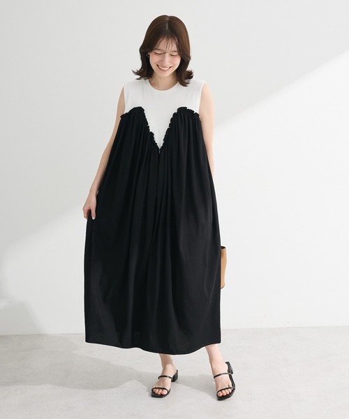 Sugar spoon（シュガースプーン）の「・SUGAR SPOON ギャザーノースリーブワンピ（ワンピース・レディース・カーキ/チャコールグレー/オフホワイト・FREE）」の7枚目の写真