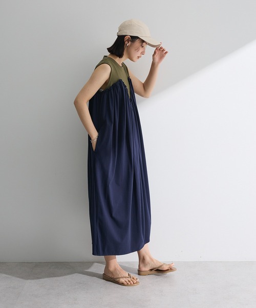 Sugar spoon（シュガースプーン）の「・SUGAR SPOON ギャザーノースリーブワンピ（ワンピース・レディース・カーキ/チャコールグレー/オフホワイト・FREE）」の14枚目の写真