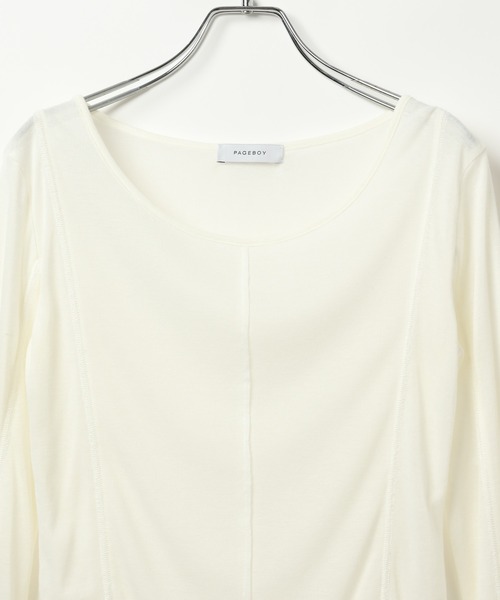 PAGEBOY（ページボーイ）の「アウトシームシアーロングスリーブ（Tシャツ/カットソー・レディース・オフホワイト/グレー/ブラック/マスタード/レッド・FREE）」の6枚目の写真