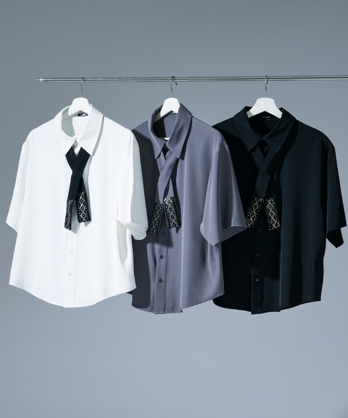 Ellno Loset(エルノロゼット)の「ノーブルビジューボウタイツキトロミシャツ(シャツ/ブラウス・メンズ・オフホワイト/ブラック/ブルーグレー・SMALL/MEDIUM/LARGE)」の18枚目の写真