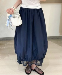 スープ ひざ丈スカート【9】青　紺　ネイビーブルー　ボタンデザイン　麻混 2593514846.jpg?1748152924