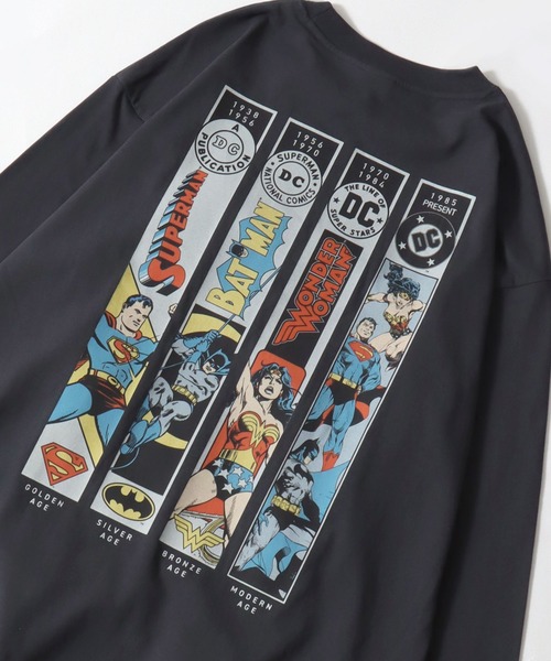 DC Comics(ディーシーコミックス)の「2026SS SUPERMAN/スーパーマン BATMAN/バットマン WONDER WOMAN/ワンダーウーマン アメコミ バックプリント ロンT 長袖 ロングスリーブTシャツ レディース メンズ(Tシャツ/カットソー・メンズ・スミクロ/ブラック系その他・LL/L/M)」の2枚目の写真