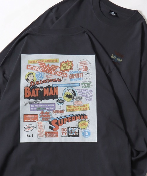 DC Comics(ディーシーコミックス)の「2026SS SUPERMAN/スーパーマン BATMAN/バットマン WONDER WOMAN/ワンダーウーマン アメコミ バックプリント ロンT 長袖 ロングスリーブTシャツ レディース メンズ(Tシャツ/カットソー・メンズ・スミクロ/ブラック系その他・LL/L/M)」の16枚目の写真