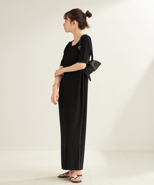 plage（プラージュ）の「《追加》Rib ハーフスリーブ ワンピース 4（ワンピース・レディース・ブラック/チョコ・38/36）」の12枚目の写真