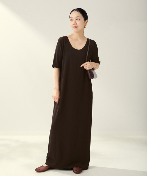 plage（プラージュ）の「《追加》Rib ハーフスリーブ ワンピース 4（ワンピース・レディース・ブラック/チョコ・38/36）」の19枚目の写真