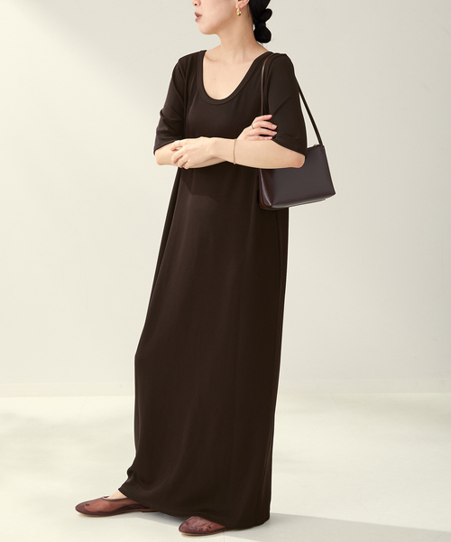 plage（プラージュ）の「《追加》Rib ハーフスリーブ ワンピース 4（ワンピース・レディース・ブラック/チョコ・38/36）」の20枚目の写真