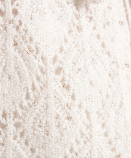 N.(N. Natural Beauty Basic)(エヌエヌナチュラルビューティーベーシック)の「ラメネップ透かし編みジレ(ベスト・レディース・ベージュ/オフホワイト/ブラック・MEDIUM)」の18枚目の写真