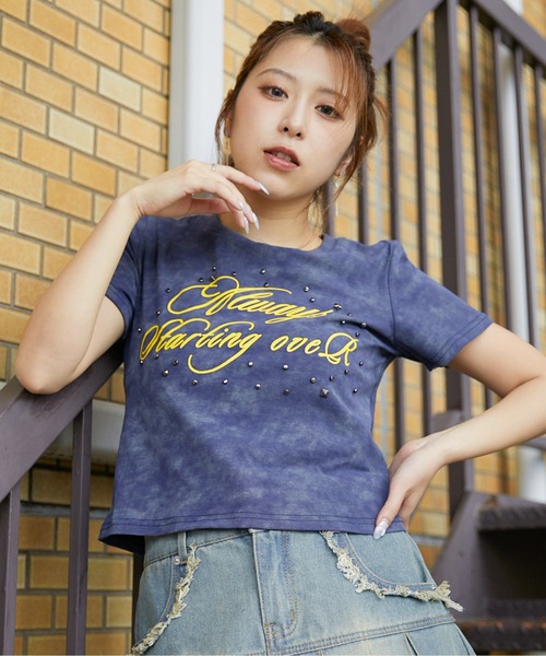 GORGE(ゴージ)の「《スタッズ×ロゴアート》ムラ感Tシャツ/エモ映えモード(Tシャツ/カットソー・レディース・ネイビー/ブラック/ブラウン・F)」の3枚目の写真