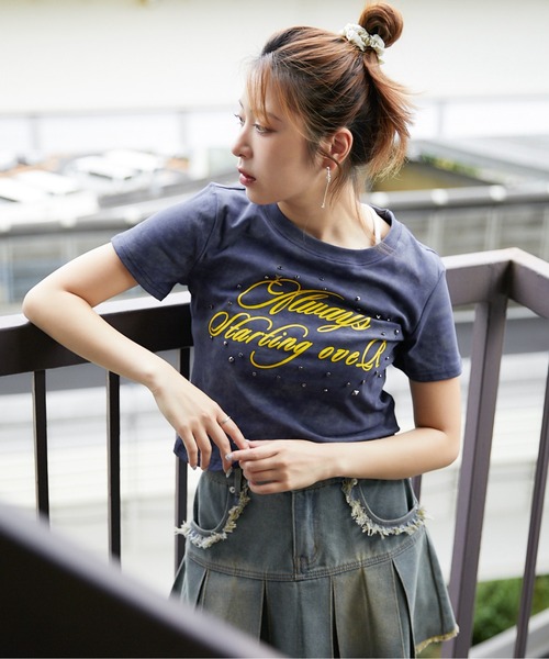 GORGE(ゴージ)の「《スタッズ×ロゴアート》ムラ感Tシャツ/エモ映えモード(Tシャツ/カットソー・レディース・ネイビー/ブラック/ブラウン・F)」の10枚目の写真