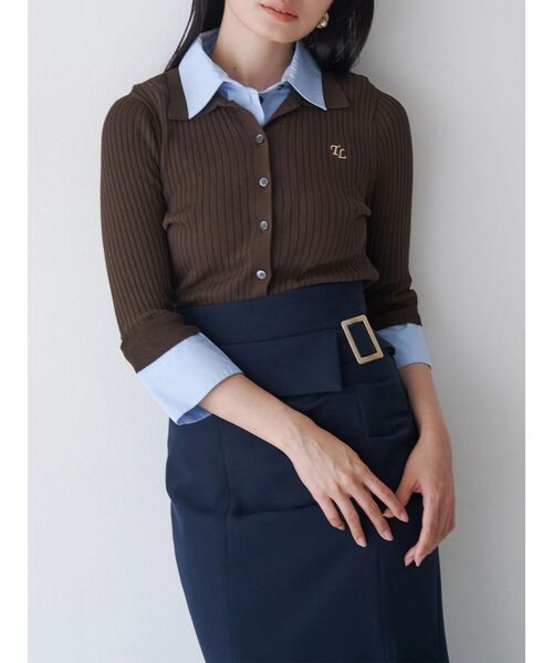 TONAL（トーナル）の「シャツドッキング2WAYリブニット（ニット/セーター・レディース・ブラウン/グレー/ブラック・MEDIUM）」の3枚目の写真