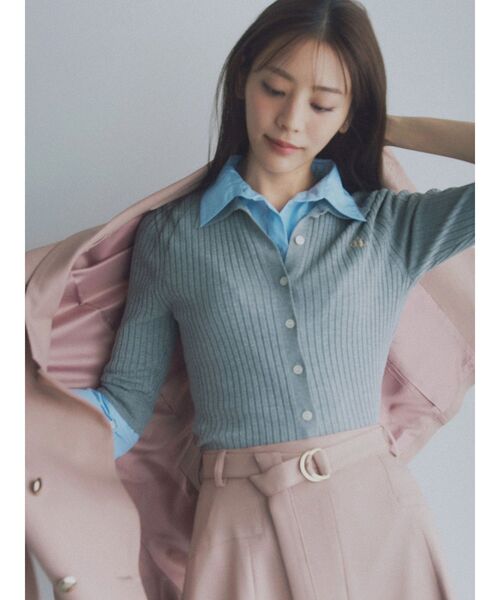 TONAL（トーナル）の「シャツドッキング2WAYリブニット（ニット/セーター・レディース・ブラウン/グレー/ブラック・MEDIUM）」の4枚目の写真