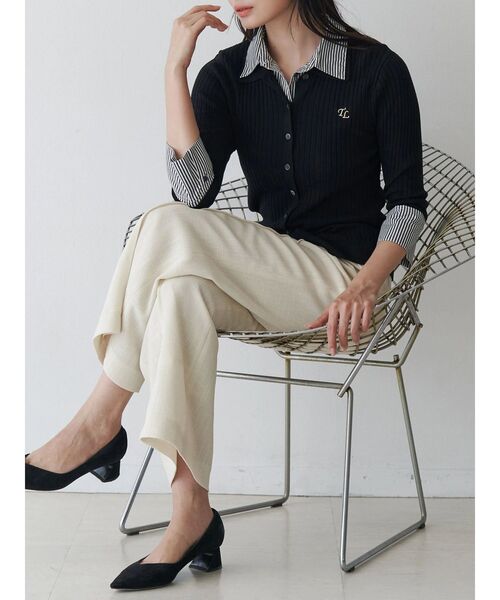 TONAL（トーナル）の「シャツドッキング2WAYリブニット（ニット/セーター・レディース・ブラウン/グレー/ブラック・MEDIUM）」の9枚目の写真