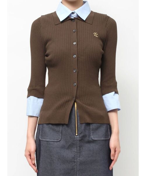 TONAL（トーナル）の「シャツドッキング2WAYリブニット（ニット/セーター・レディース・ブラウン/グレー/ブラック・MEDIUM）」の13枚目の写真
