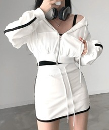 REMUR（レミュール）の「[2点セット] ショート丈ジップパーカー+ミニスカート（ルームウェア/パジャマ）」