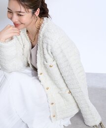 La boutique BonBon（ラブティックボンボン）の「ファンシーツイードニットジャケットカーディガン（ニット/セーター）」