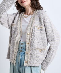 La boutique BonBon | ファンシーツイードニットジャケットカーディガン(ニット/セーター)