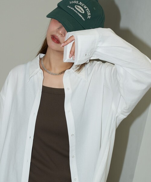 PUBLUX(パブリュクス)の「PUBLUX/パブリュクス オーガンジー ドッキング ボイルシャツ 限定展開(シャツ/ブラウス・レディース・オフホワイト/チャコールグレー・フリ-)」の1枚目の写真