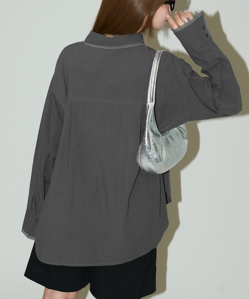 PUBLUX(パブリュクス)の「PUBLUX/パブリュクス オーガンジー ドッキング ボイルシャツ 限定展開(シャツ/ブラウス・レディース・オフホワイト/チャコールグレー・フリ-)」の5枚目の写真