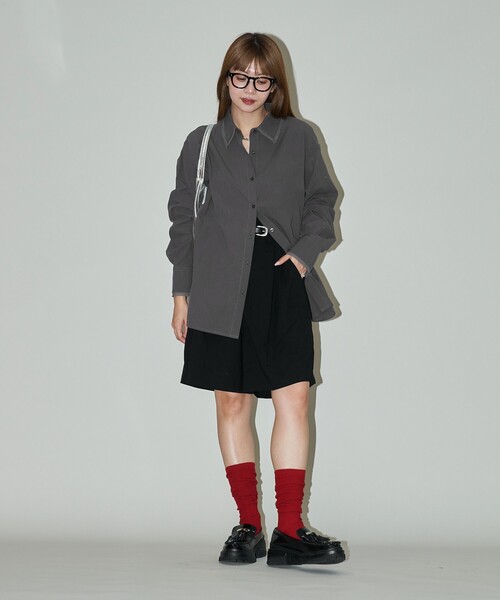 PUBLUX(パブリュクス)の「PUBLUX/パブリュクス オーガンジー ドッキング ボイルシャツ 限定展開(シャツ/ブラウス・レディース・オフホワイト/チャコールグレー・フリ-)」の9枚目の写真