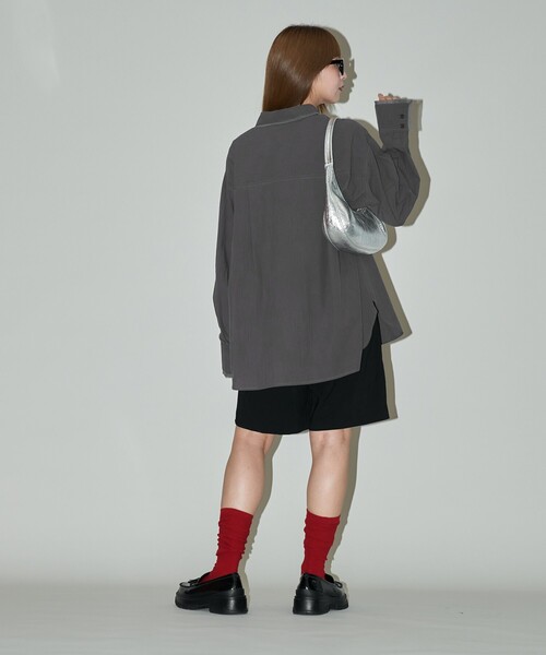 PUBLUX(パブリュクス)の「PUBLUX/パブリュクス オーガンジー ドッキング ボイルシャツ 限定展開(シャツ/ブラウス・レディース・オフホワイト/チャコールグレー・フリ-)」の11枚目の写真