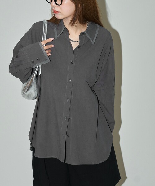 PUBLUX(パブリュクス)の「PUBLUX/パブリュクス オーガンジー ドッキング ボイルシャツ 限定展開(シャツ/ブラウス・レディース・オフホワイト/チャコールグレー・フリ-)」の12枚目の写真