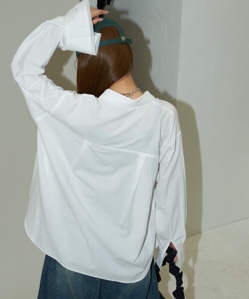 PUBLUX(パブリュクス)の「PUBLUX/パブリュクス オーガンジー ドッキング ボイルシャツ 限定展開(シャツ/ブラウス・レディース・オフホワイト/チャコールグレー・フリ-)」の16枚目の写真