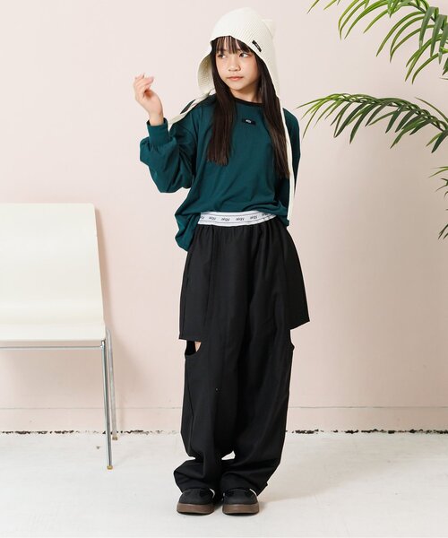 algy（アルジー）の「ねこみみニット帽（ニットキャップ/ビーニー・キッズ・ブラック/オフホワイト・FREE）」の5枚目の写真