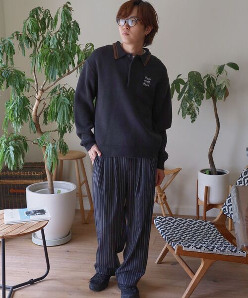 FFEIN（フェイン）の「【FFEIN（フェイン）】三段ロゴアソート襟ポロニット / ポロシャツ ニット ボーダー 刺繍 ワンポイント（ニット/セーター・メンズ・ネイビー/ベージュ/アイボリー/ブラック/A/B・LARGE/MEDIUM/SMALL）」の13枚目の写真
