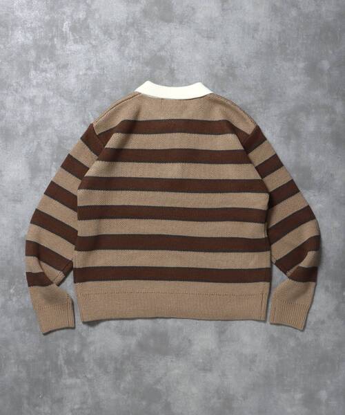 FFEIN（フェイン）の「【FFEIN（フェイン）】三段ロゴアソート襟ポロニット / ポロシャツ ニット ボーダー 刺繍 ワンポイント（ニット/セーター・メンズ・ネイビー/ベージュ/アイボリー/ブラック/A/B・LARGE/MEDIUM/SMALL）」の20枚目の写真