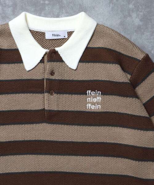 FFEIN（フェイン）の「【FFEIN（フェイン）】三段ロゴアソート襟ポロニット / ポロシャツ ニット ボーダー 刺繍 ワンポイント（ニット/セーター・メンズ・ネイビー/ベージュ/アイボリー/ブラック/A/B・LARGE/MEDIUM/SMALL）」の21枚目の写真