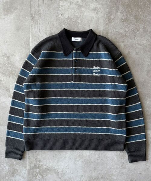 FFEIN（フェイン）の「【FFEIN（フェイン）】三段ロゴアソート襟ポロニット / ポロシャツ ニット ボーダー 刺繍 ワンポイント（ニット/セーター・メンズ・ネイビー/ベージュ/アイボリー/ブラック/A/B・LARGE/MEDIUM/SMALL）」の22枚目の写真