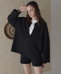 Mili affinity | 【セットアップアイテム】ホック付きポロニット＆ショートニットパンツ(ニット/セーター)